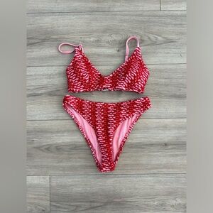 Red and Pink Bikini Set